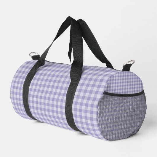 Purple Checkerboard Pattern Small ダッフルバッグ (右コーナー)