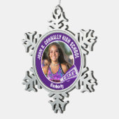 Purple Cheerleader Photo Personalized スノーフレークピューターオーナメント (右)