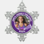 Purple Cheerleader Photo Personalized スノーフレークピューターオーナメント (正面)