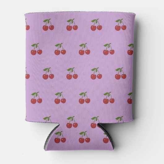 Purple Cherry Pattern Fresh Fruit Modern Party 缶クーラー (正面)