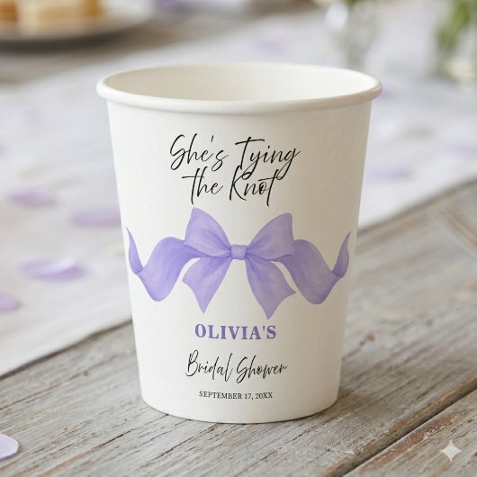 Purple Chic Bow She's Tying the Knot Bridal Shower 紙コップ