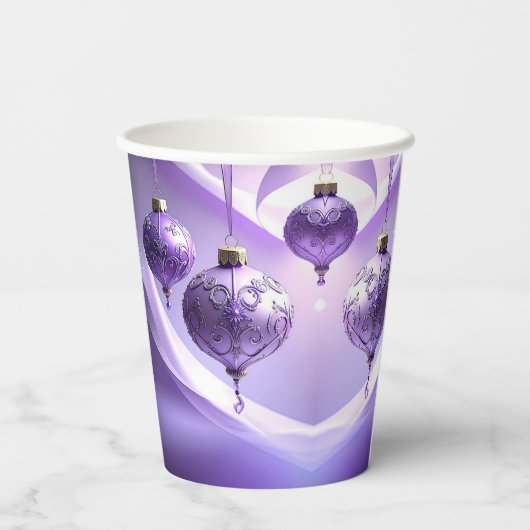 Purple Christmas Ball Holiday Paper Cups 紙コップ (裏面)