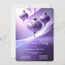Purple Christmas Ball Holiday Party Invitation 招待状