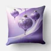 Purple Christmas Ball Holiday Throw Pillow クッション (裏面)