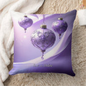 Purple Christmas Ball Holiday Throw Pillow クッション (ブランケット)