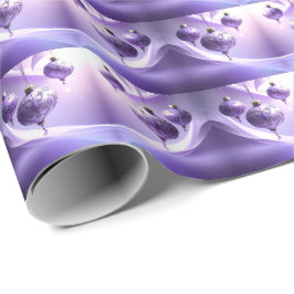 Purple Christmas Ball Holiday Wrapping Paper ラッピングペーパー