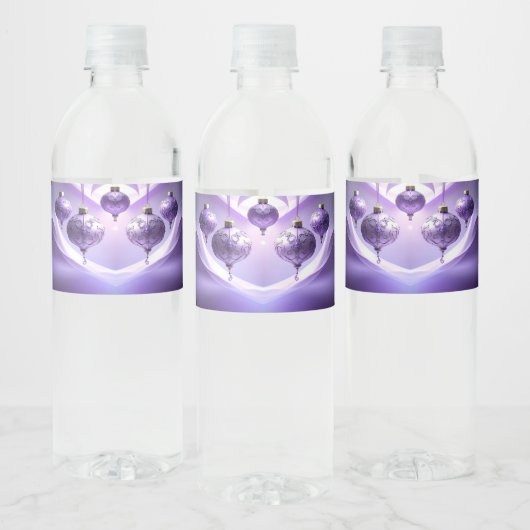 Purple Christmas Ball Water Bottle Label ペットボトルラベル (ボトル)