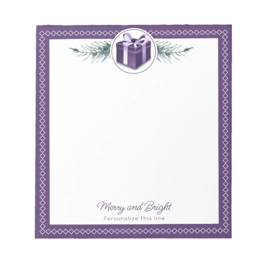 Purple Christmas Gift Personalized ノートパッド (正面)