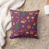 Purple Christmas Pattern Aesthetic – Cute Holiday  クッション (ブランケット)