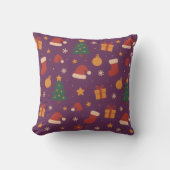 Purple Christmas Pattern Aesthetic – Cute Holiday  クッション (正面)