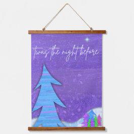 Purple Christmas Trees Wood Topped Wall Tapestry 吊り下げ型タペストリー