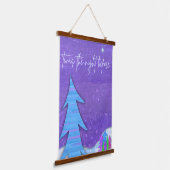 Purple Christmas Trees Wood Topped Wall Tapestry 吊り下げ型タペストリー (傾斜あり)