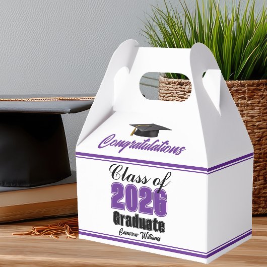Purple Class of 2026 Custom Graduation Party フェイバーボックス