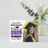 Purple Class of 2026 Graduate Photo Graduation 案内ポストカード (スタンド正面)