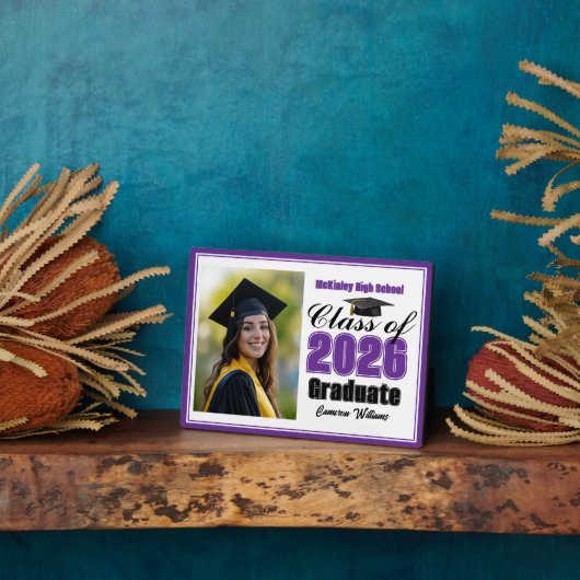 Purple Class of 2026 Graduation Photo フォトプラーク (側面)