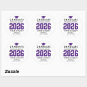 Purple Class of 2026 Graduation Sticker ラウンドシール (シート)
