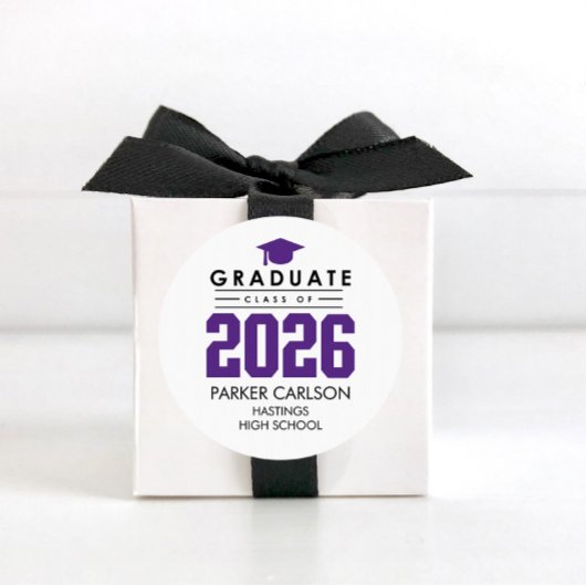 Purple Class of 2026 Graduation Sticker ラウンドシール