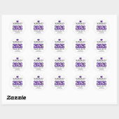 Purple Class of 2026 Graduation Sticker ラウンドシール (シート)