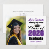 Purple Class of 2026 Photo Graduation Party 招待状 (正面/裏面)