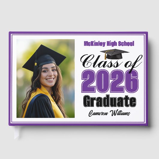 Purple Class of 2026 Photo Small Graduation ゲストブック (正面)