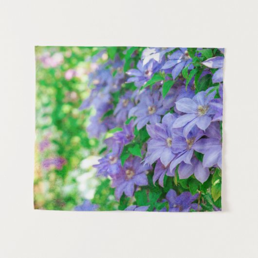 Purple Clematis flower タペストリー (正面(横))