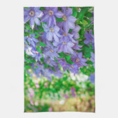 Purple Clematis flower ランチョンマット キッチンタオル (縦)