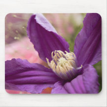 「Purple Clematis Macro - エレガントフローラ・マウス・パッド」
