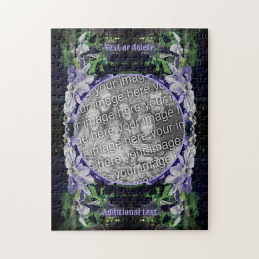 Purple Clematis On Fence Frame写真を追加 ジグソーパズル (縦)