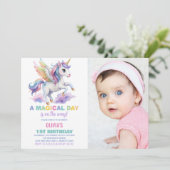 Purple Cloud Unicorn誕生日招待状写真 招待状 (スタンド正面)