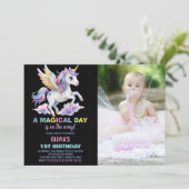 Purple Cloud Unicorn誕生日招待状写真 招待状 (スタンド正面)