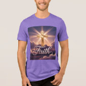 Purple Clouds Gold Cross Faith トライブレンドＴシャツ (正面)
