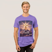 Purple Clouds Gold Cross Faith トライブレンドＴシャツ (正面全面)
