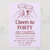 Purple Cocktail “Cheers to Forty 40th Birthday 招待状 (正面)