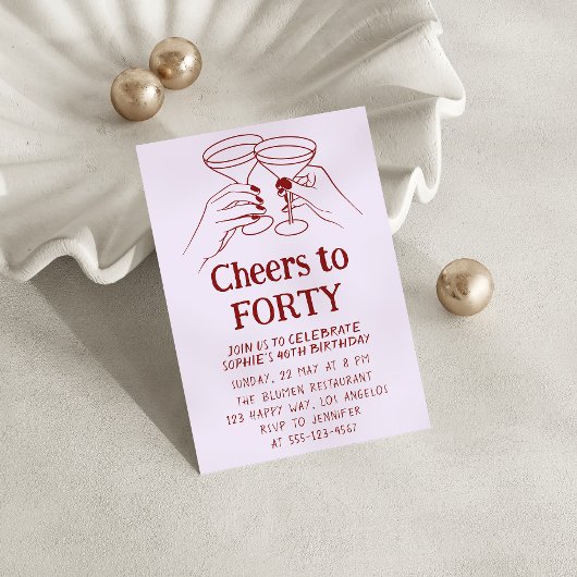 Purple Cocktail “Cheers to Forty 40th Birthday 招待状