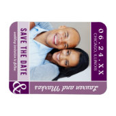 Purple Colorblock結婚の写真Save the Date マグネット (横)