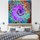 Purple Colorful Groovy Abstract Retro Liquid Swirl キャンバスプリント (インサイチュ (寝室))