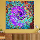 Purple Colorful Groovy Abstract Retro Liquid Swirl キャンバスプリント (インサイチュ (リビング))
