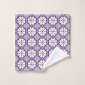 Purple colour geometric mandala pattern Towel バスタオルセット (ウォッシュタオル)