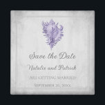 Purple Conch Shell日付磁石を保存 マグネット<br><div class="desc">とエレガントSaveグレーの背景に対してヴィンテージコンチシェルを備えたDateマグランジグネット。このデザインはユニークを発表する際のモダン選択結婚である。簡単カスタマイズの詳細結婚に。クリックパーソナカスタマイズリゼーションのオプションを見つけるための「It」。</div>