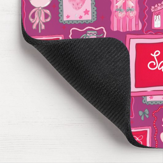 Purple Coquette aesthetic girly whimsical pattern マウスパッド (コーナー)