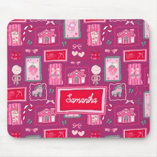 Purple Coquette aesthetic girly whimsical pattern マウスパッド (正面)