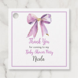 Purple Coquette Bow Baby Shower フェイバータグ