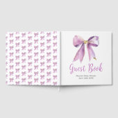 Purple Coquette Bow Baby Shower Guest Book ゲストブック (全面)