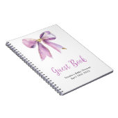 Purple Coquette Bow Baby Shower Guest Book ノートブック (右側)