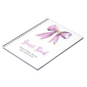 Purple Coquette Bow Baby Shower Guest Book ノートブック (左側)