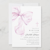 Purple Coquette Bow Baptism Invitation 招待状 (正面)