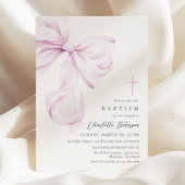 Purple Coquette Bow Baptism Invitation 招待状