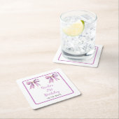 Purple Coquette Bow Birthday Party スクエアペーパーコースター (インサイチュ)