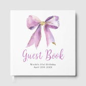 Purple Coquette Bow Birthday Party Guest Book ゲストブック (正面)
