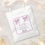 Purple Coquette Bow Bridal Shower フェイバーバッグ (クリップ留めされた状態)